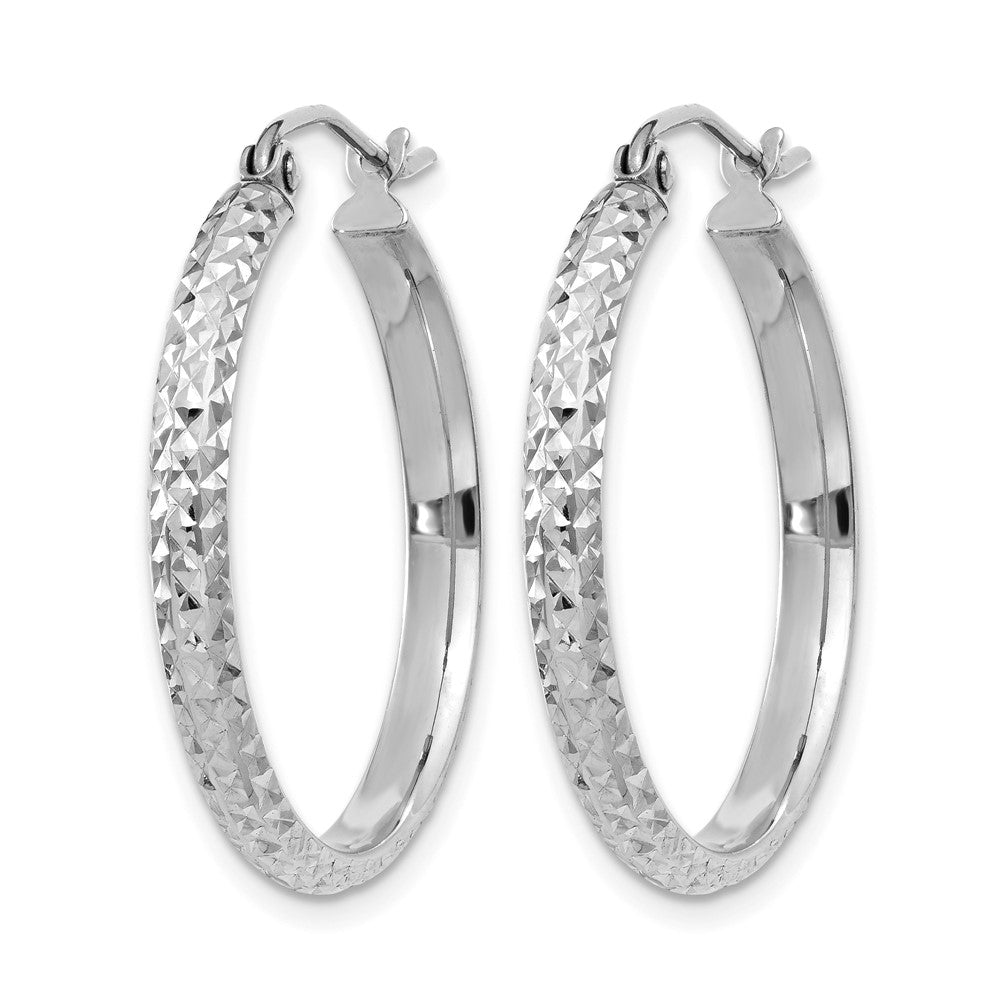 14K Weißgold Diamantiert 2.8x25mm Hohl Creolen