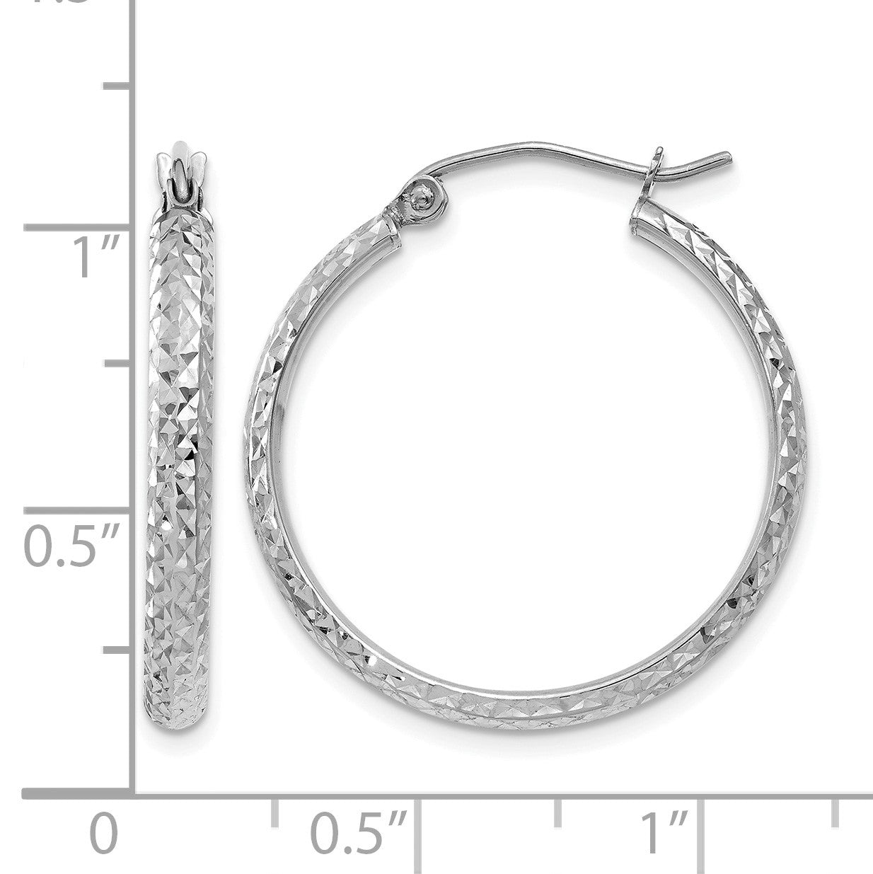 14K Weißgold Diamantiert 2.8x25mm Hohl Creolen