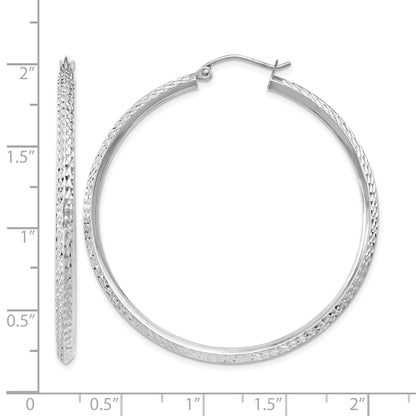 14K Weißgold Wg Messer Kante Diamantiert Hohl Creolen
