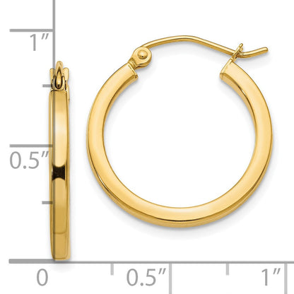 14K Gelbgold 2mm Quadratisch Röhre Creolen