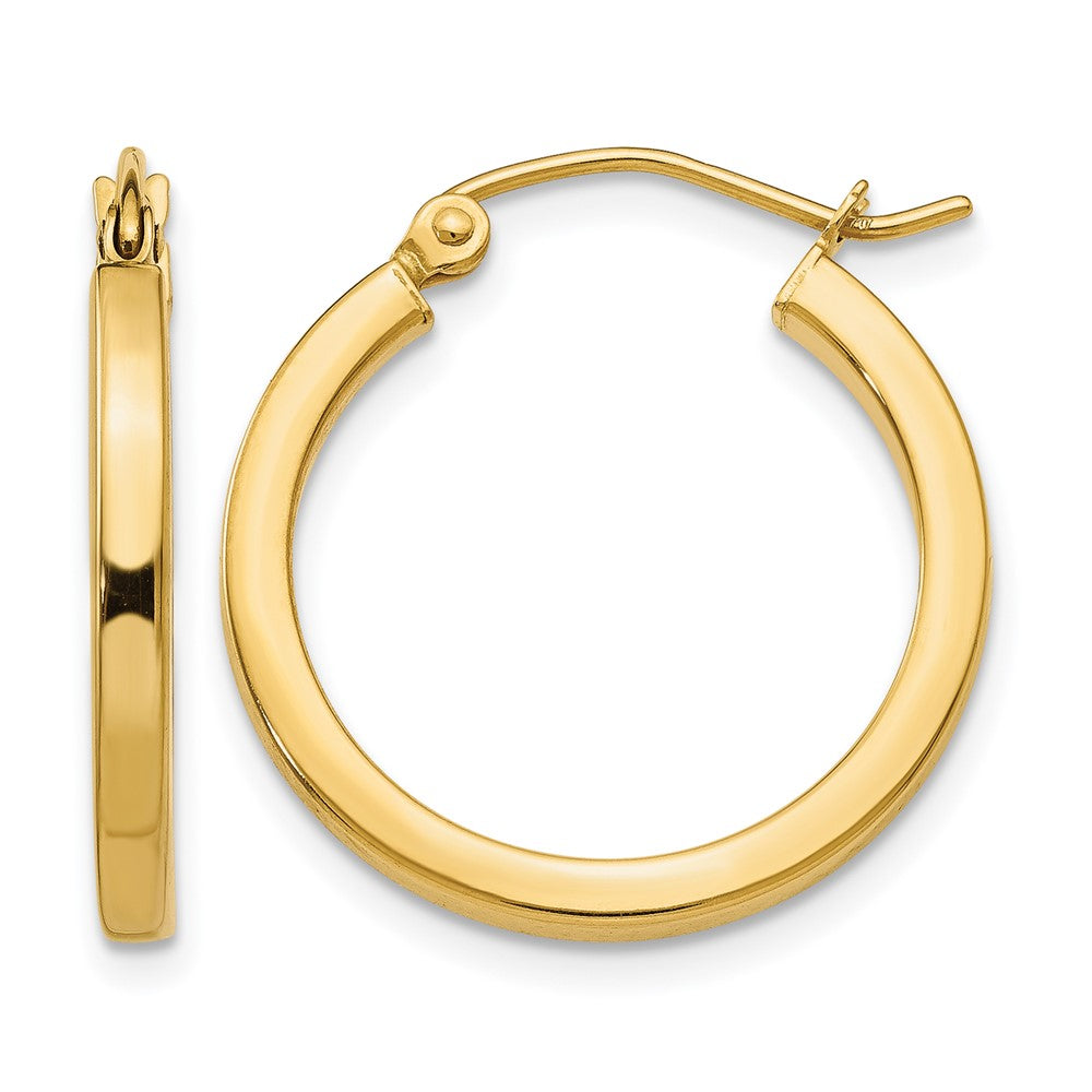 14K Gelbgold 2mm Quadratisch Röhre Creolen