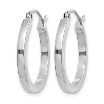 14K Weißgold 2mm Quadratisch Röhre Creolen