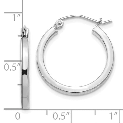 14K Weißgold 2mm Quadratisch Röhre Creolen