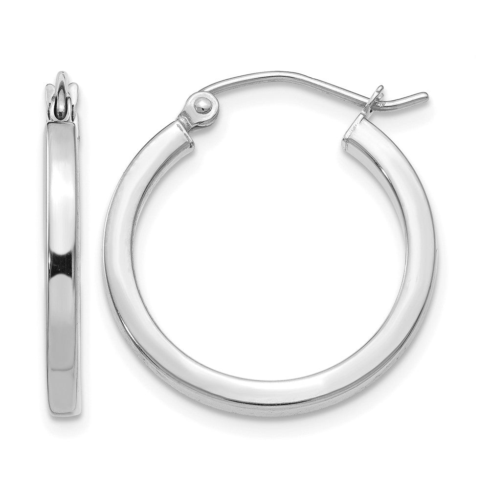 14K Weißgold 2mm Quadratisch Röhre Creolen
