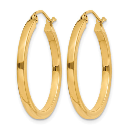 14K Gelbgold 2mm Quadratisch Röhre Creolen