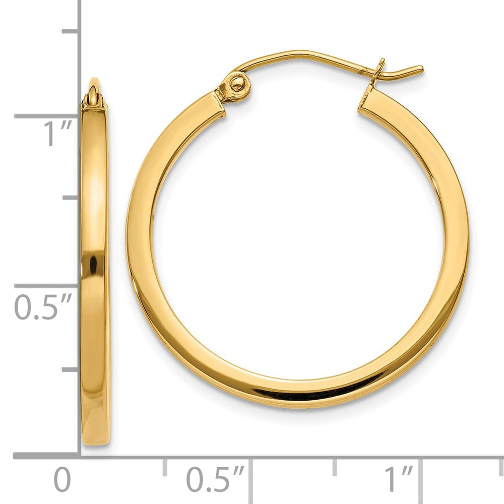 14K Gelbgold 2mm Quadratisch Röhre Creolen