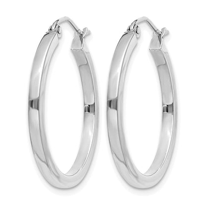 14K Weißgold 2mm Quadratisch Röhre Creolen