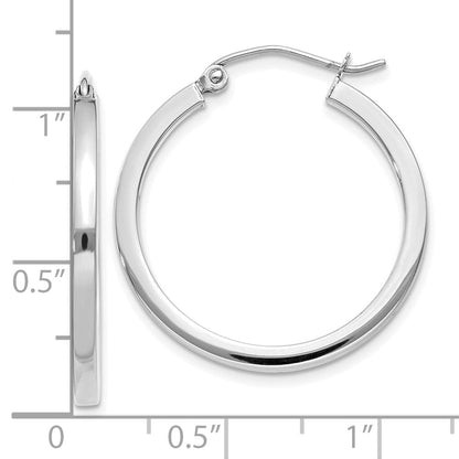 14K Weißgold 2mm Quadratisch Röhre Creolen