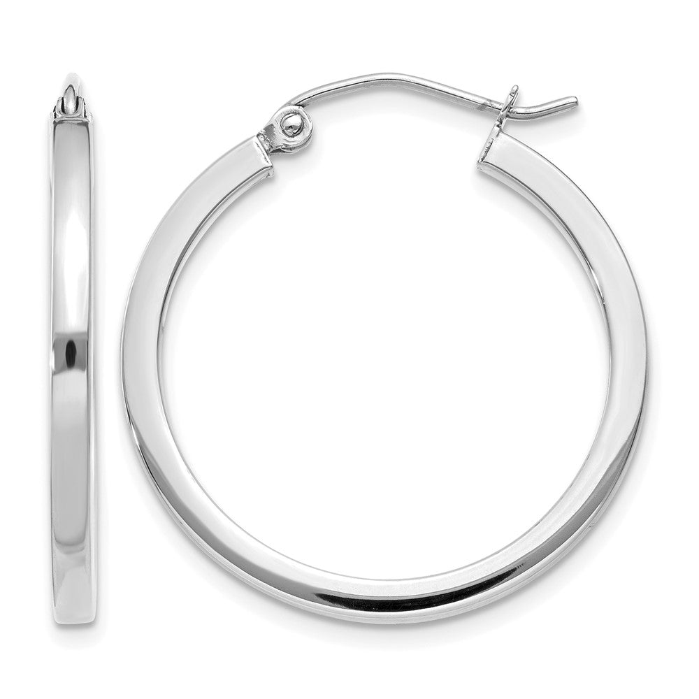 14K Weißgold 2mm Quadratisch Röhre Creolen