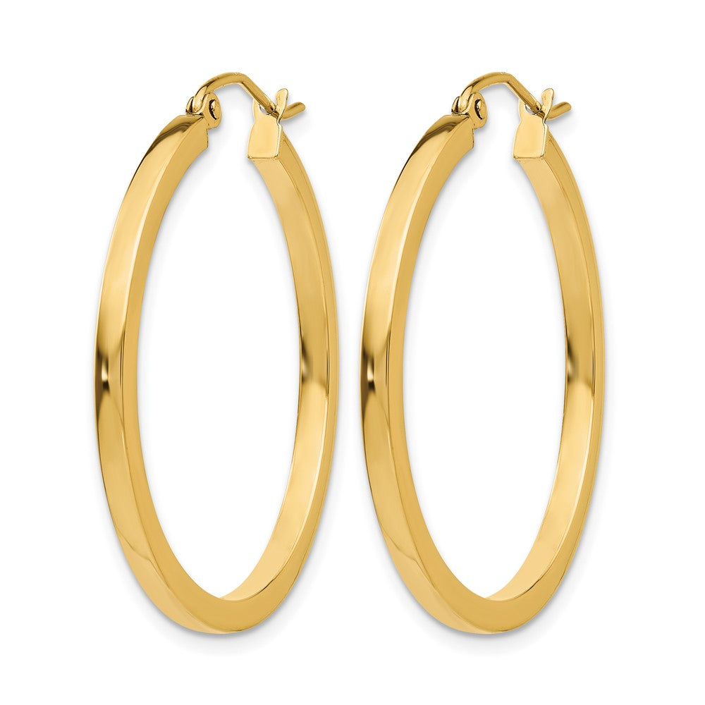 14K Gelbgold 2mm Quadratisch Röhre Creolen