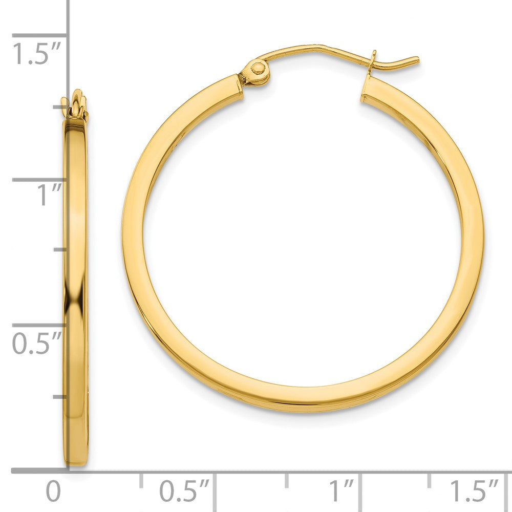 14K Gelbgold 2mm Quadratisch Röhre Creolen