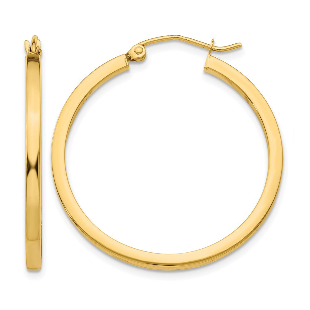 14K Gelbgold 2mm Quadratisch Röhre Creolen