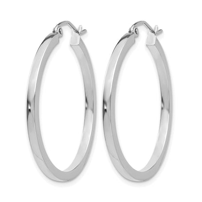 14K Weißgold 2mm Quadratisch Röhre Creolen