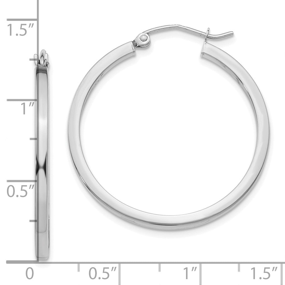 14K Weißgold 2mm Quadratisch Röhre Creolen