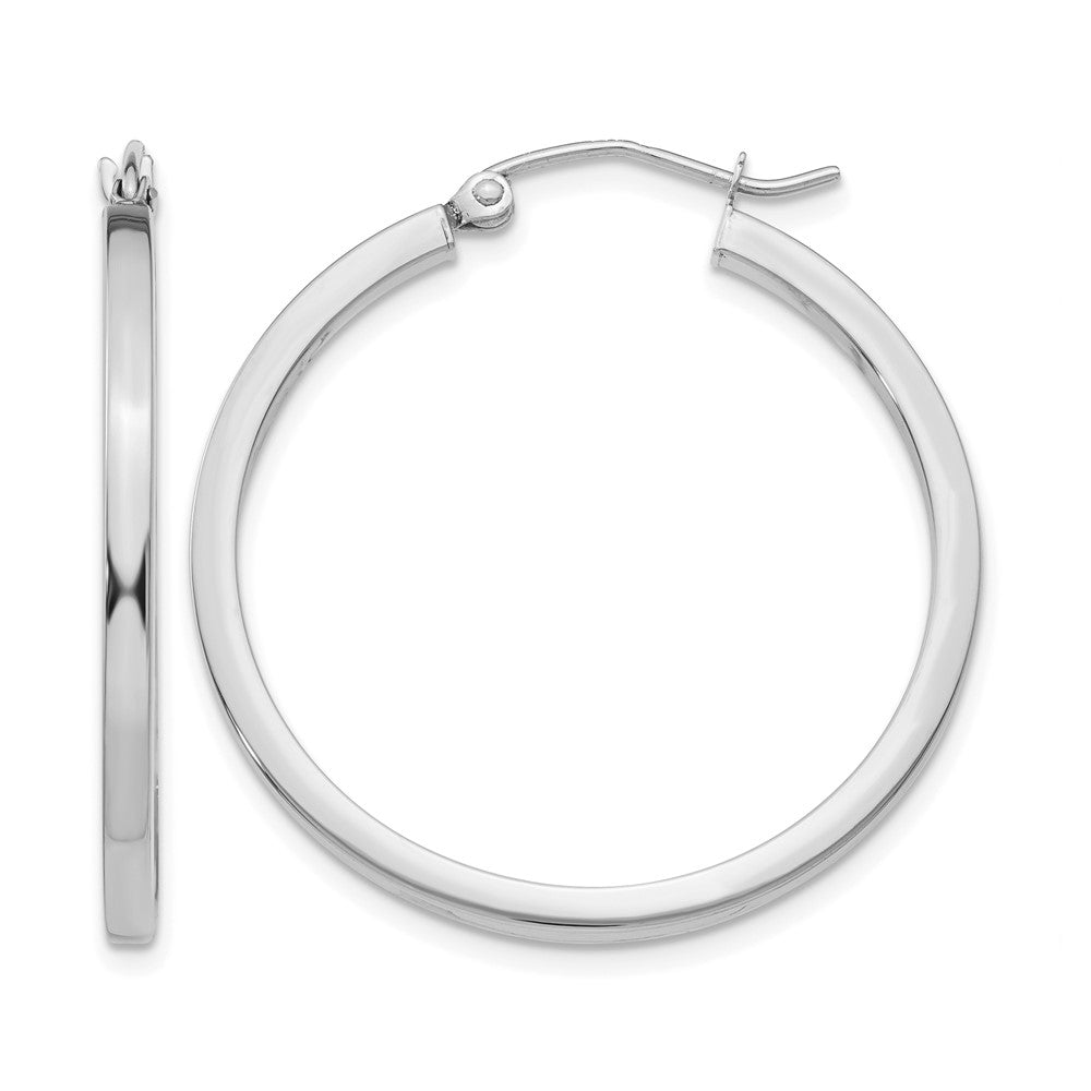 14K Weißgold 2mm Quadratisch Röhre Creolen