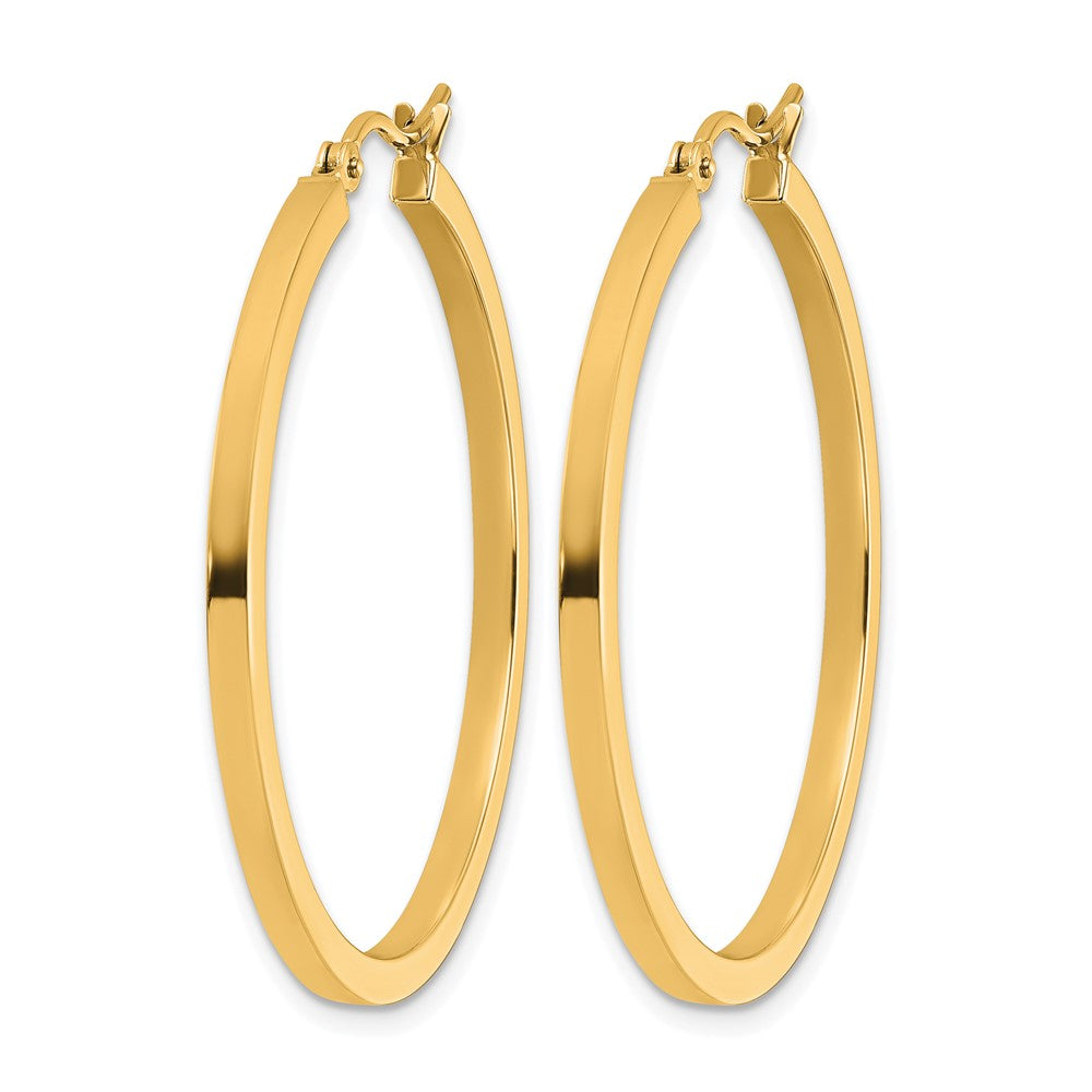 14K Gelbgold 2mm Quadratisch Röhre Creolen