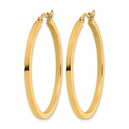 14K Gelbgold 2mm Quadratisch Röhre Creolen