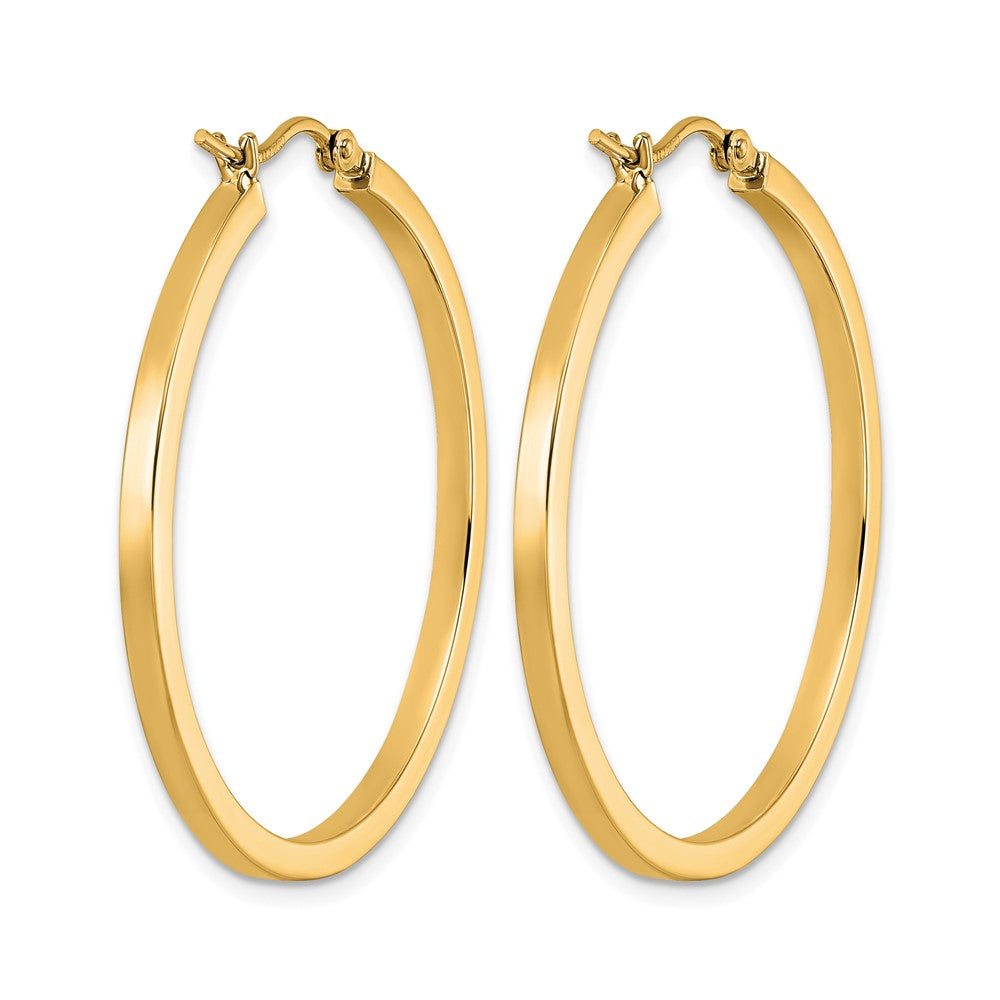14K Gelbgold 2mm Quadratisch Röhre Creolen