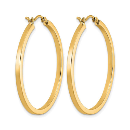 14K Gelbgold 2mm Quadratisch Röhre Creolen