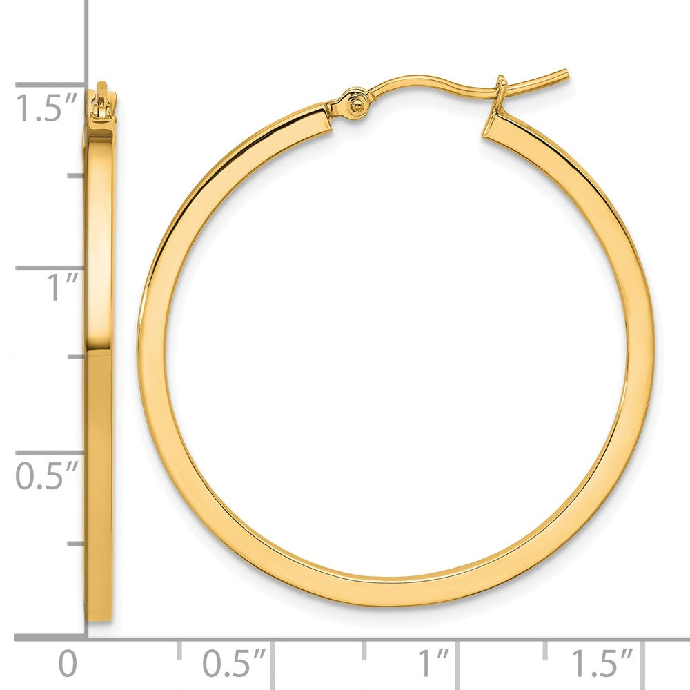 14K Gelbgold 2mm Quadratisch Röhre Creolen