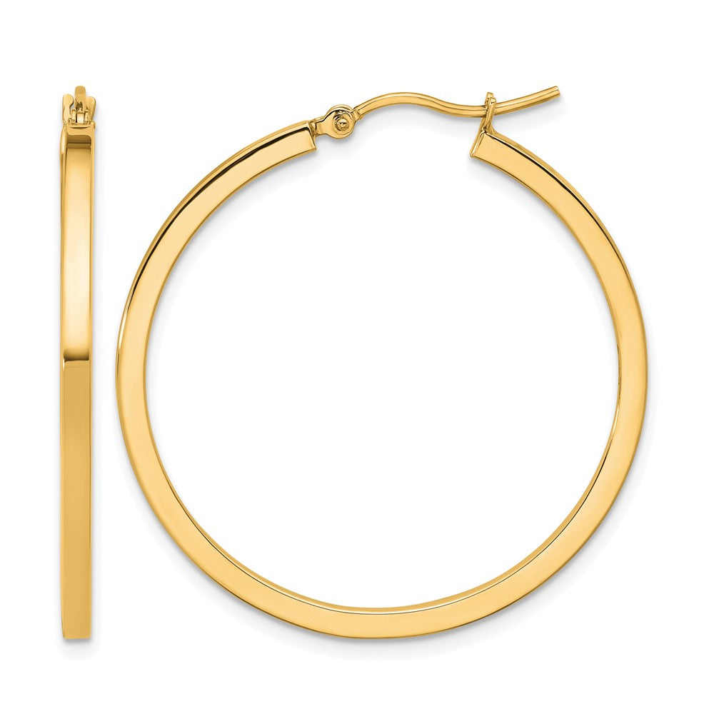 14K Gelbgold 2mm Quadratisch Röhre Creolen