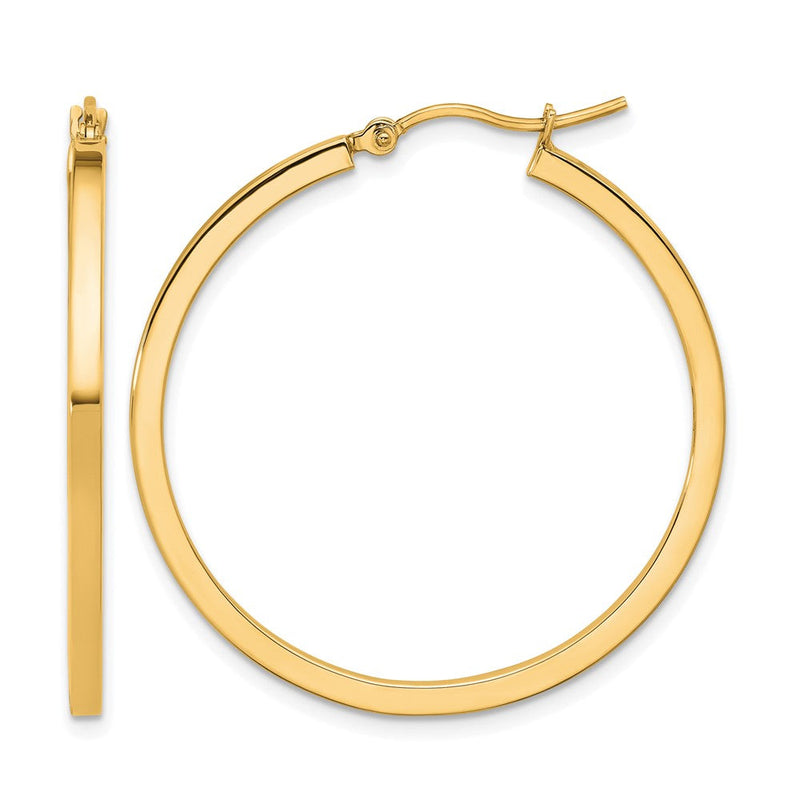 14K Gelbgold 2mm Quadratisch Röhre Creolen