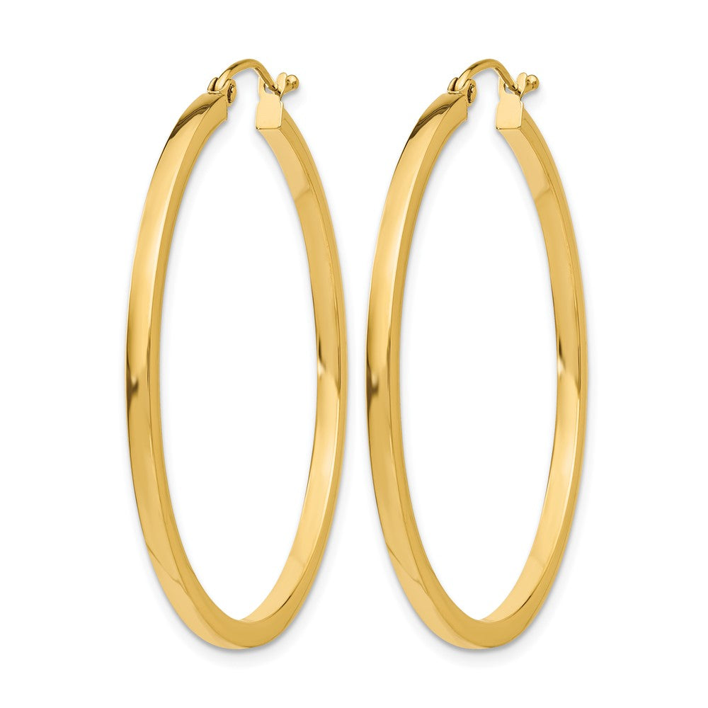 14K Gelbgold 2mm Quadratisch Röhre Creolen