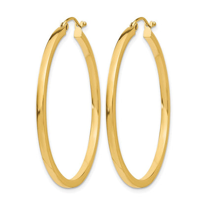 14K Gelbgold 2mm Quadratisch Röhre Creolen