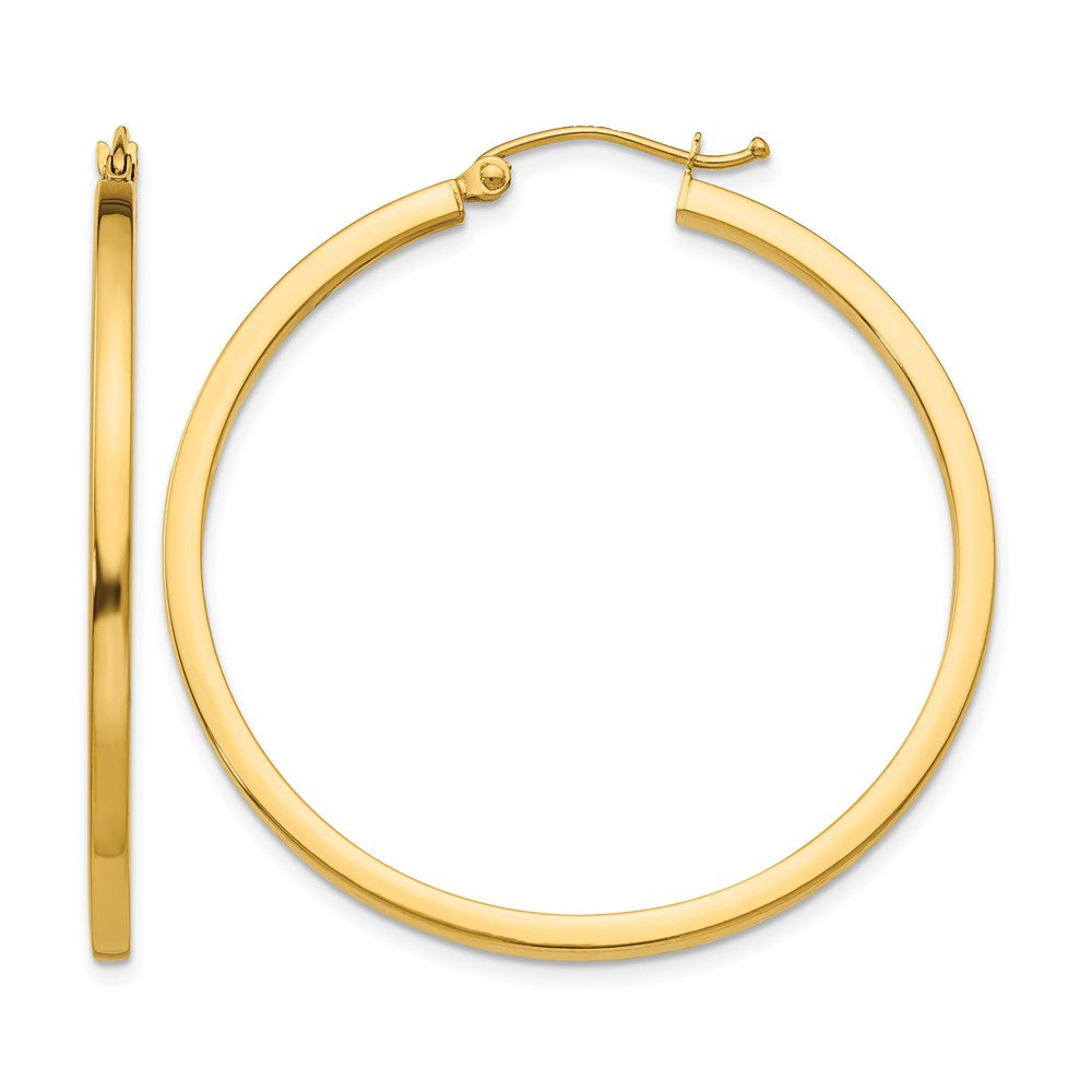 14K Gelbgold 2mm Quadratisch Röhre Creolen