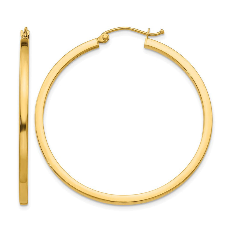 14K Gelbgold 2mm Quadratisch Röhre Creolen
