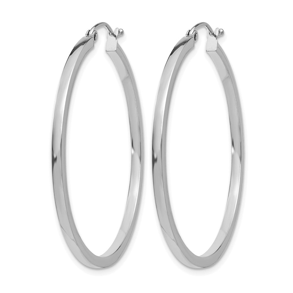 14K Weißgold 2mm Quadratisch Röhre Creolen