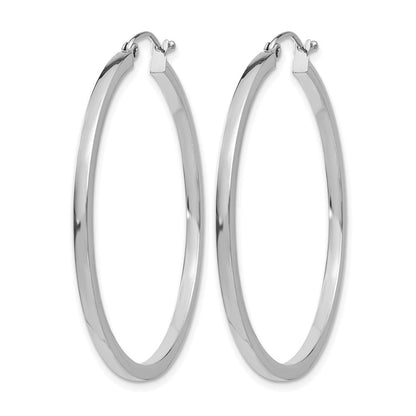 14K Weißgold 2mm Quadratisch Röhre Creolen