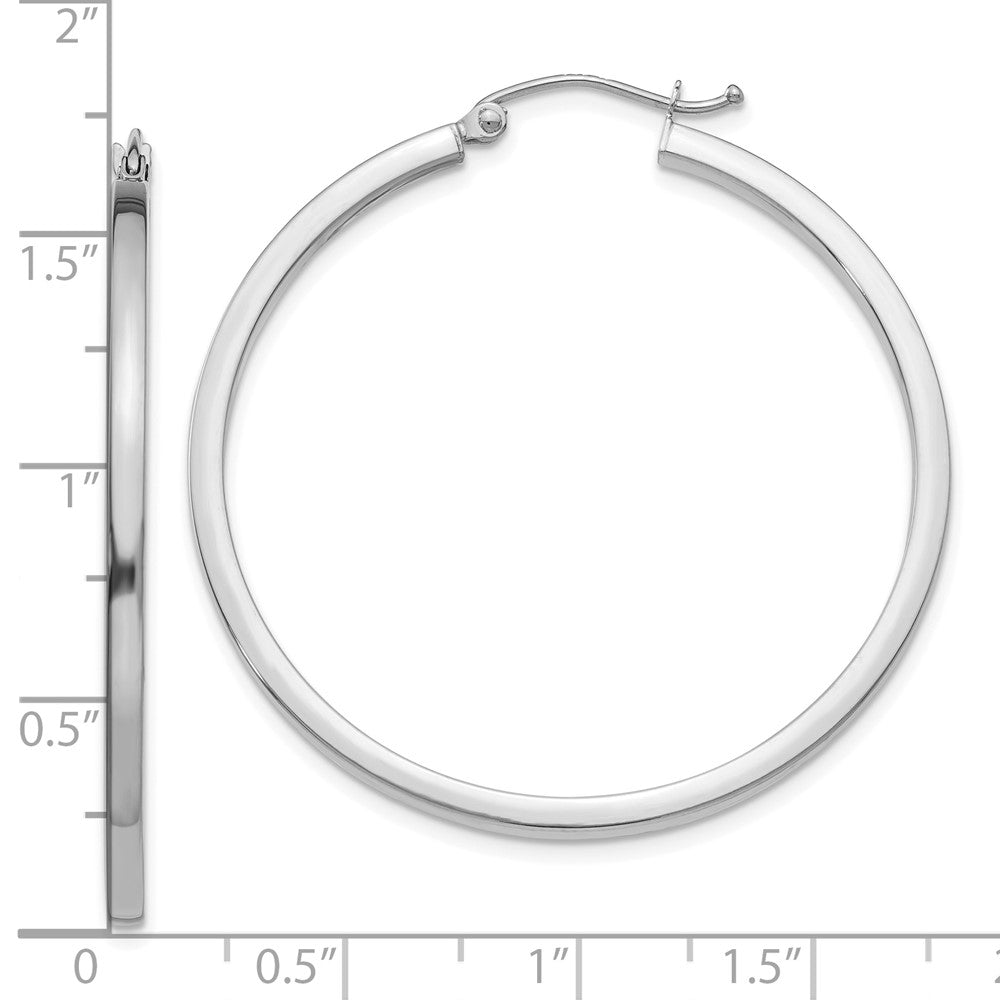 14K Weißgold 2mm Quadratisch Röhre Creolen