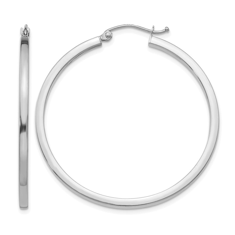 14K Weißgold 2mm Quadratisch Röhre Creolen