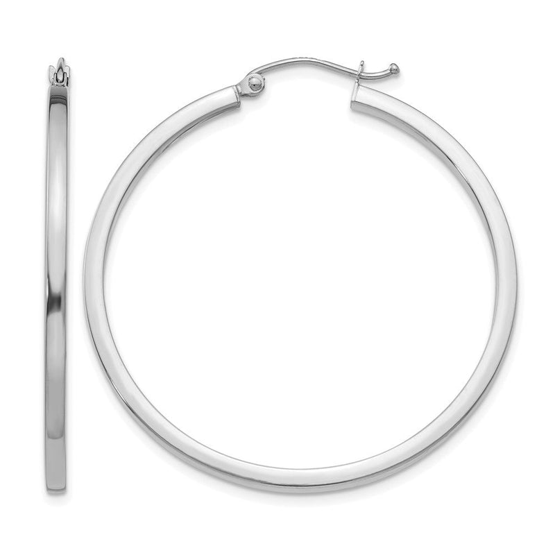 14K Weißgold 2mm Quadratisch Röhre Creolen