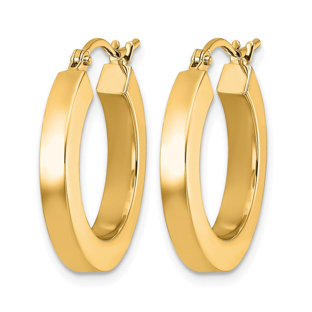 14K Gelbgold 3mm Poliert Quadratisch Creolen