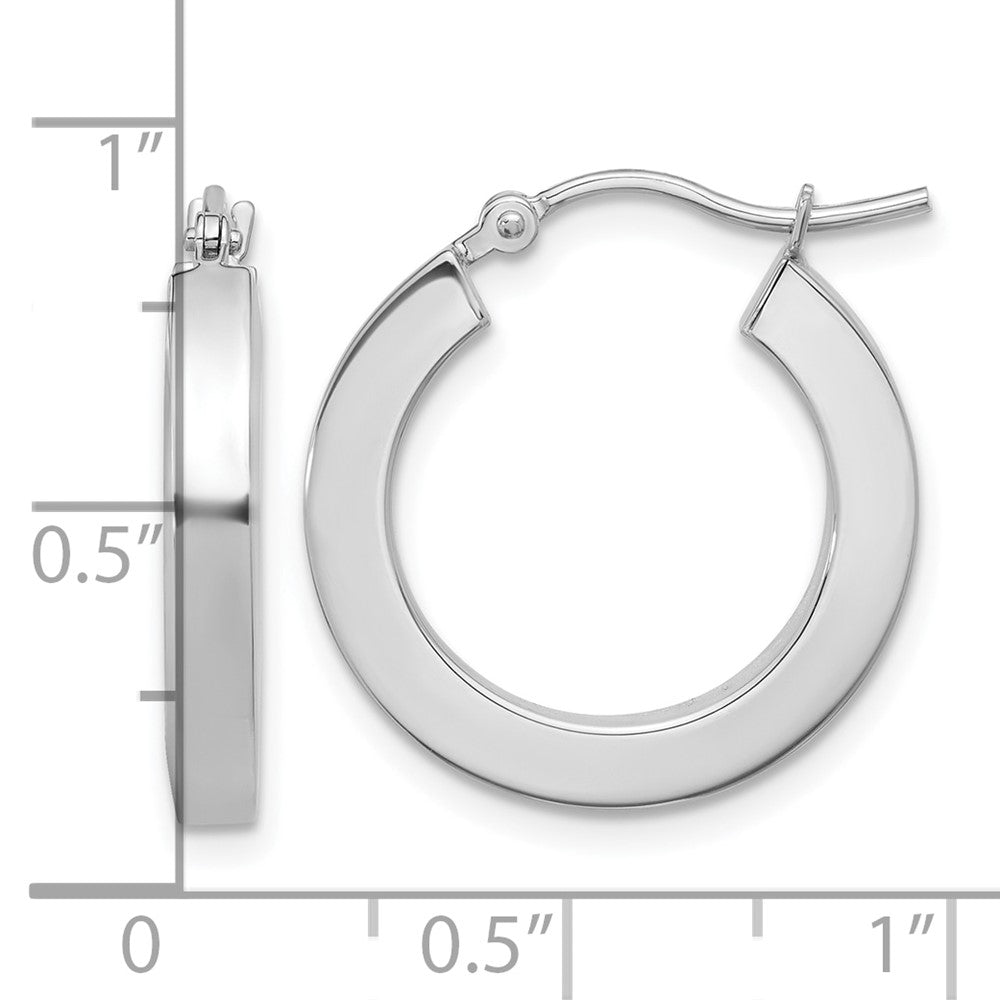14K Weißgold 3mm Poliert Quadratisch Röhre Creolen