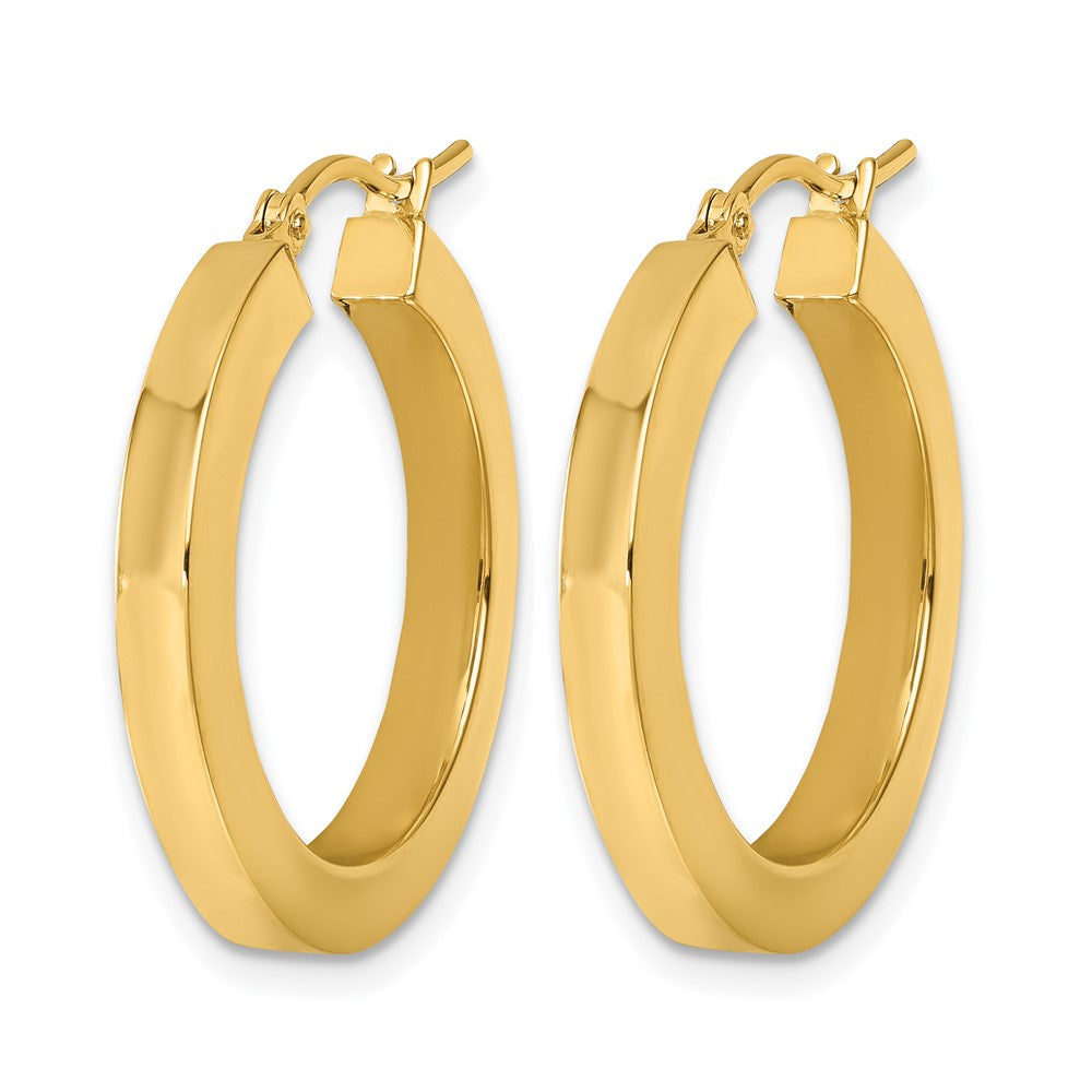 14K Gelbgold 3mm Poliert Quadratisch Creolen