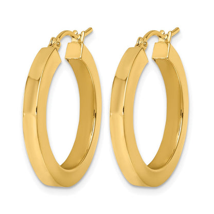 14K Gelbgold 3mm Poliert Quadratisch Creolen