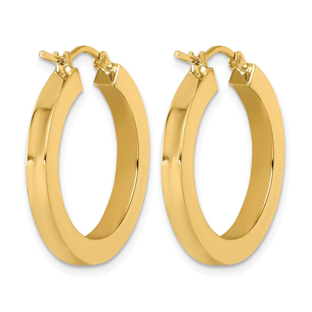 14K Gelbgold 3mm Poliert Quadratisch Creolen