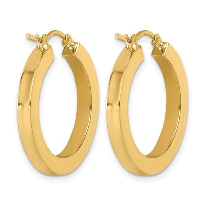 14K Gelbgold 3mm Poliert Quadratisch Creolen
