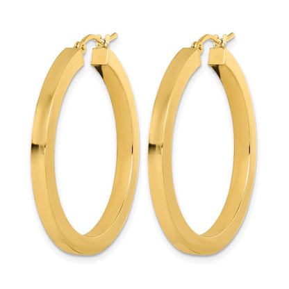 14K Gelbgold 3mm Poliert Quadratisch Creolen