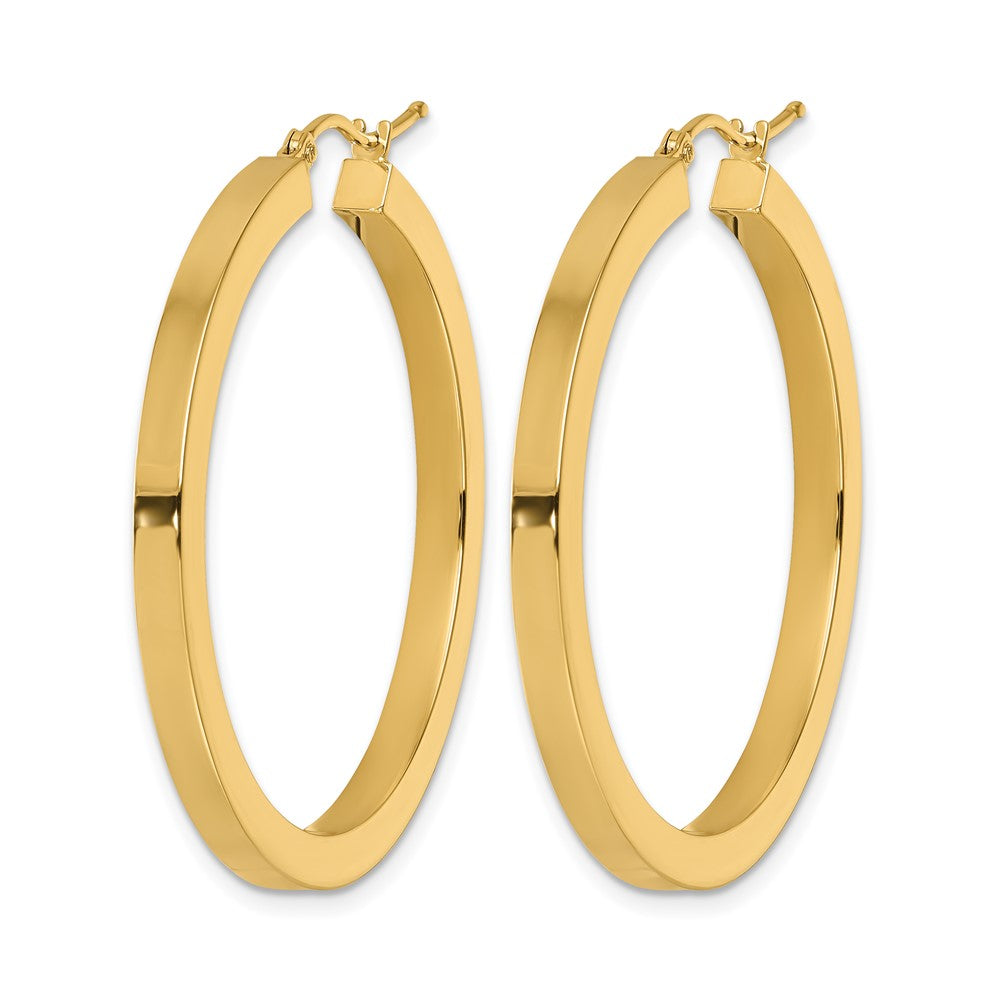14K Gelbgold 3mm Poliert Quadratisch Creolen