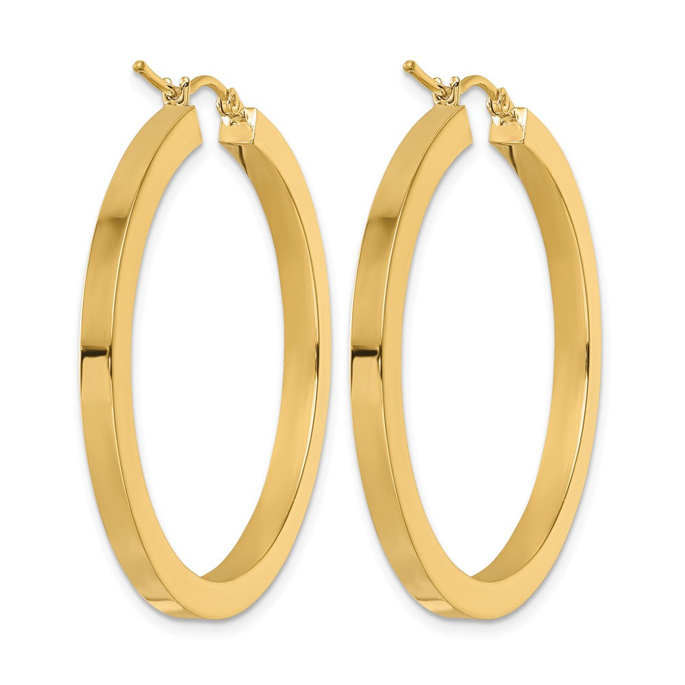 14K Gelbgold 3mm Poliert Quadratisch Creolen