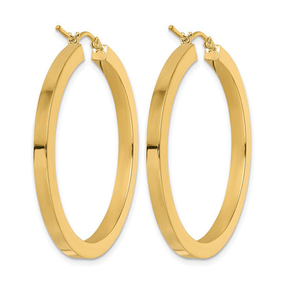 14K Gelbgold 3mm Poliert Quadratisch Creolen