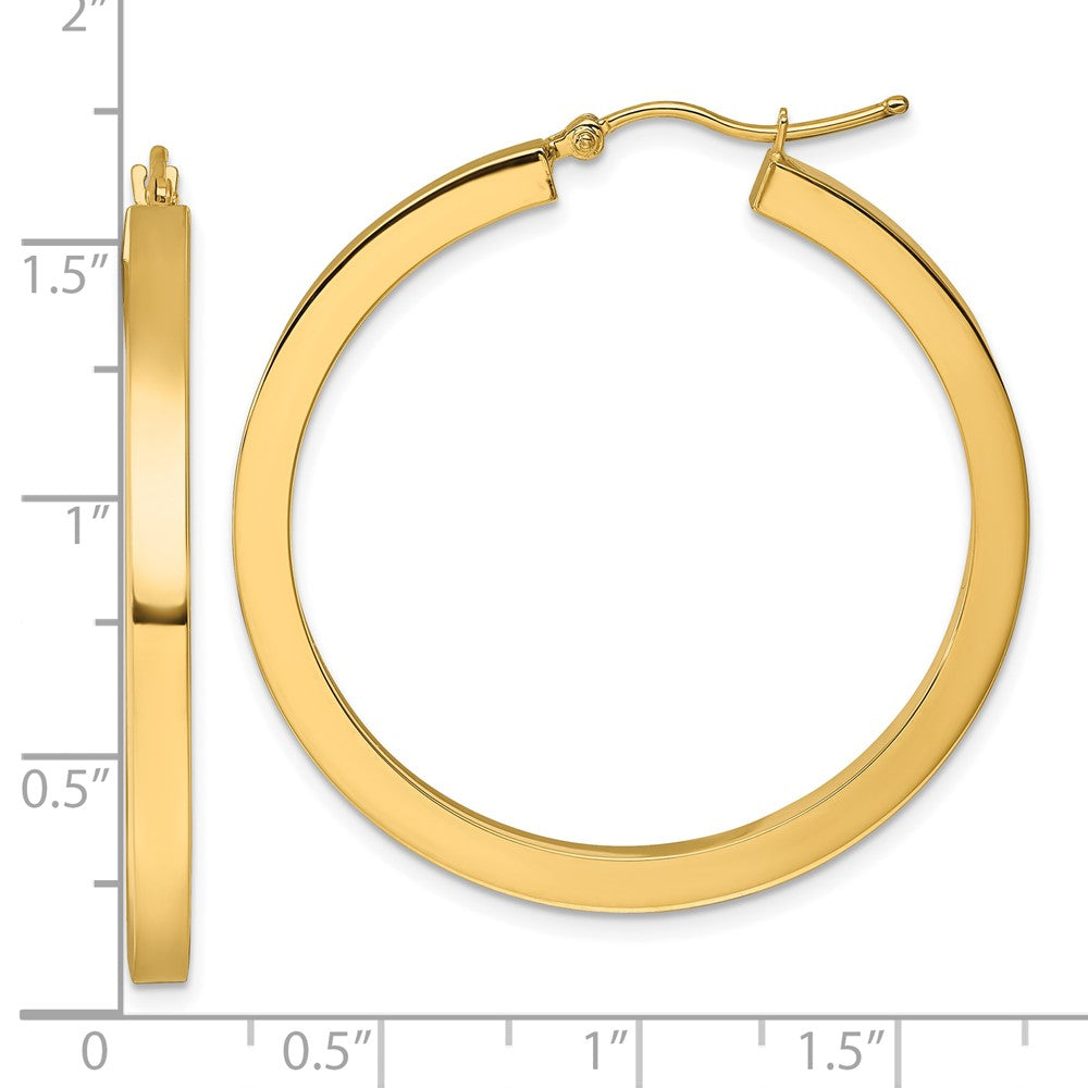 14K Gelbgold 3mm Poliert Quadratisch Creolen