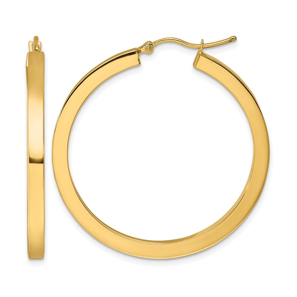 14K Gelbgold 3mm Poliert Quadratisch Creolen