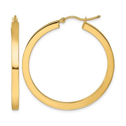 14K Gelbgold 3mm Poliert Quadratisch Creolen