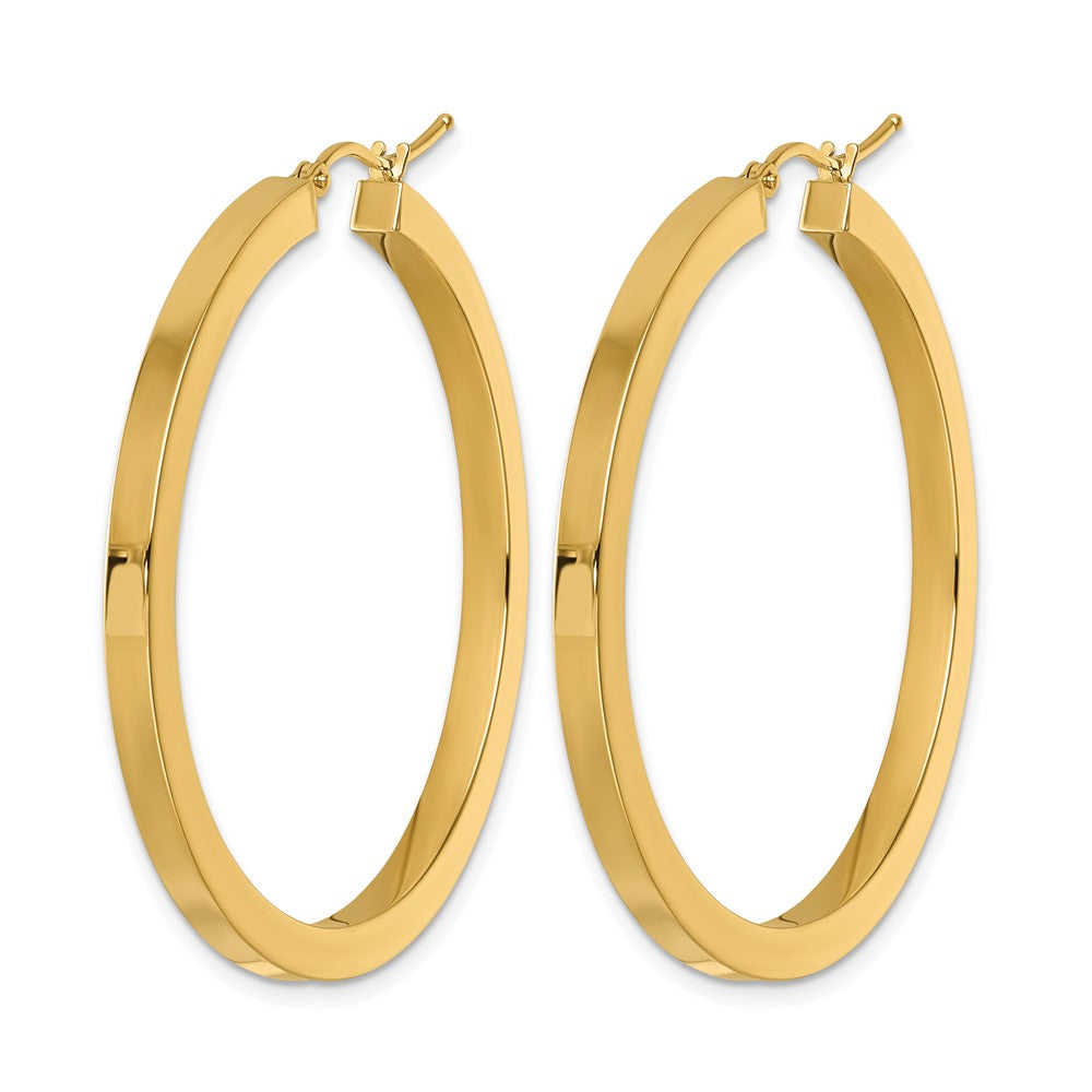 14K Gelbgold 3mm Poliert Quadratisch Creolen