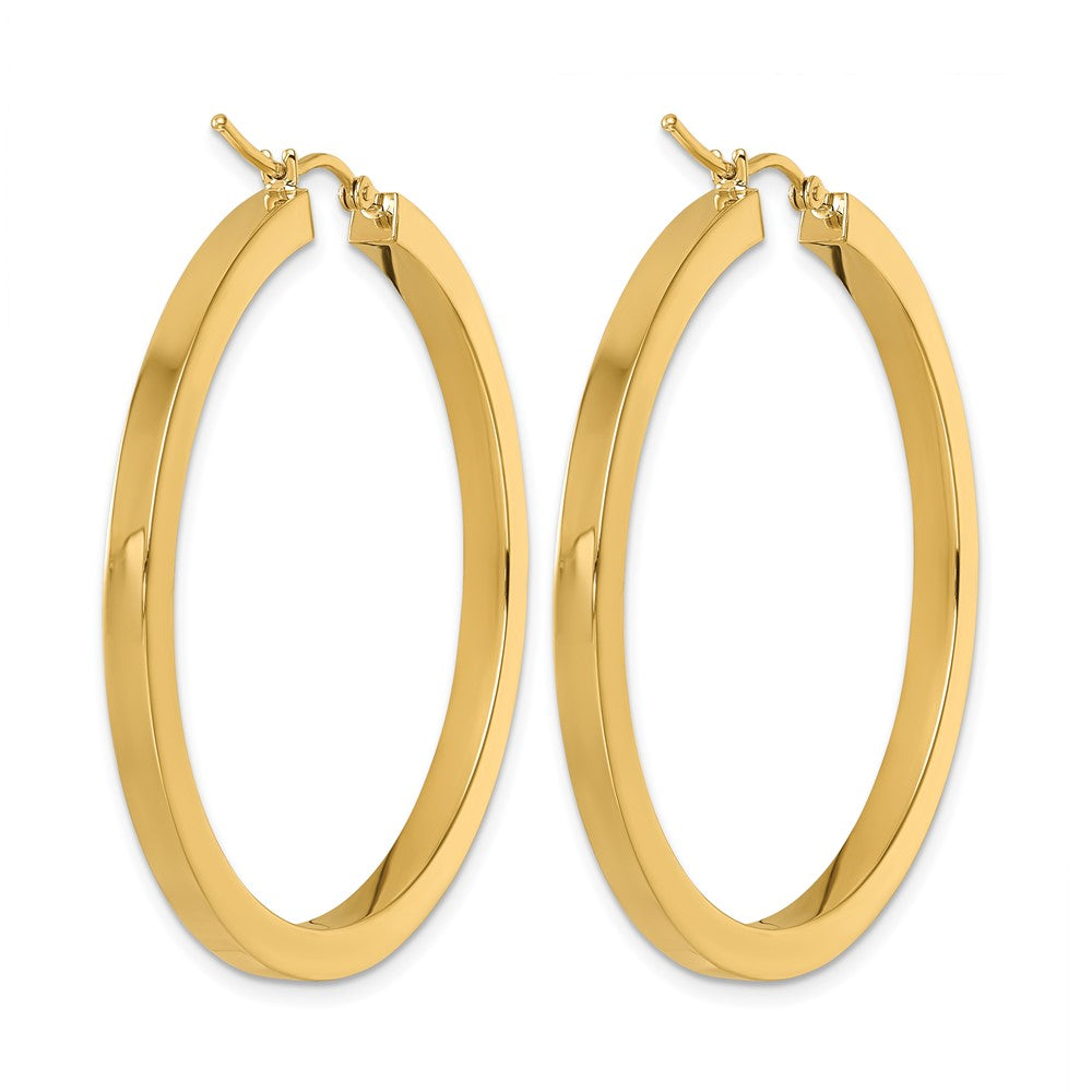14K Gelbgold 3mm Poliert Quadratisch Creolen